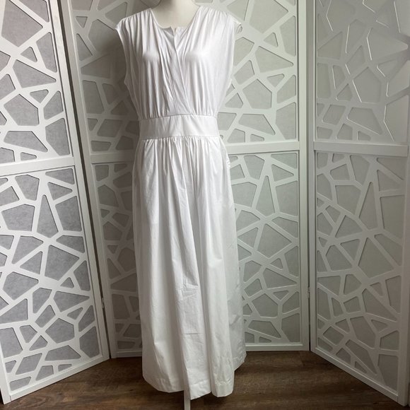 Banana Republic Maxi dress sundress with pockets, cotton white sz L large - Picture 2 of 8
